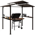thumbnail image 3 of Outsunny 8' x 5' Hardtop Grill Gazebo, Outdoor BBQ Gazebo with Double Metal Roof, 2 Side Shelves and 4 Cup Holders for Patio Backyard Lawn Deck, 3 of 10