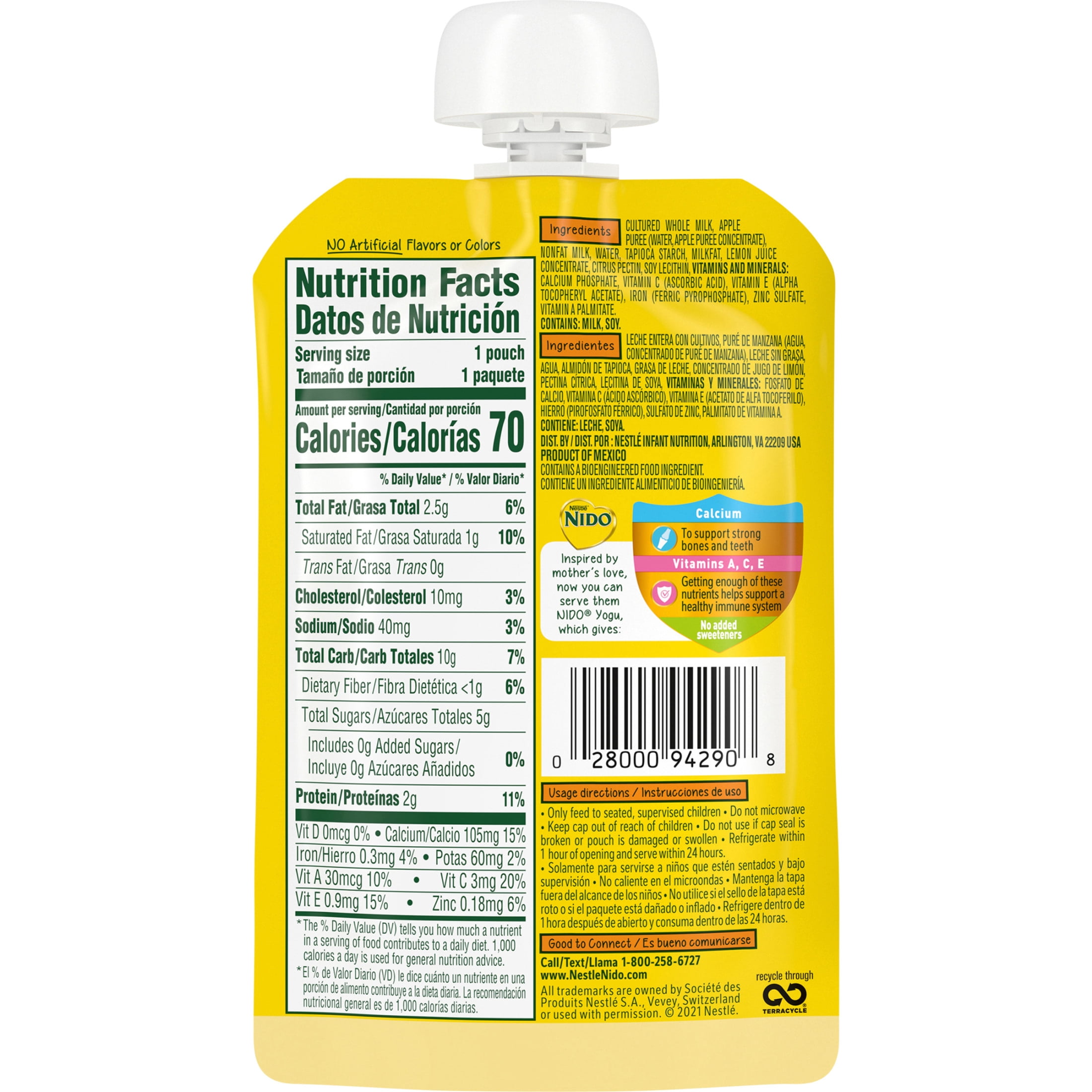 NIDO Yogu Toddler Pouch, Apple and Yogurt, 3.5 oz Pouch