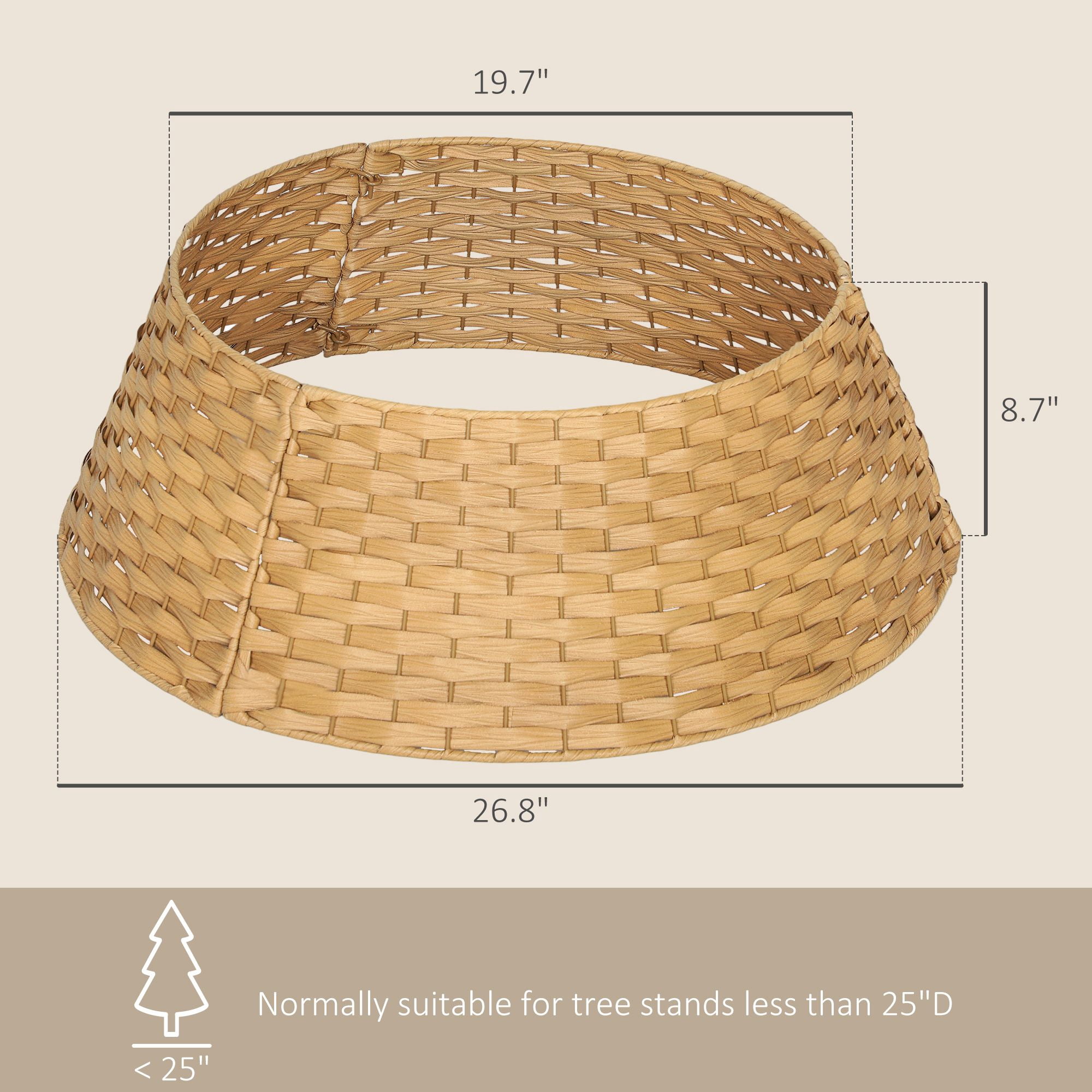 Woven Christmas Tree Collar, Rustic Tree Skirt Alternative with Metal Wire Frame, 26.8 in Diameter, Hides Tree Stand and Keeps Pets Out, Holiday Home Decoration