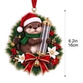 thumbnail image 3 of Cififendec Christmas Money Holder 6.38"×5.91", Santa Hat Otter Holding Clear Wish Tube, Xmas Tree Ornament for Party Gift, 3 of 6