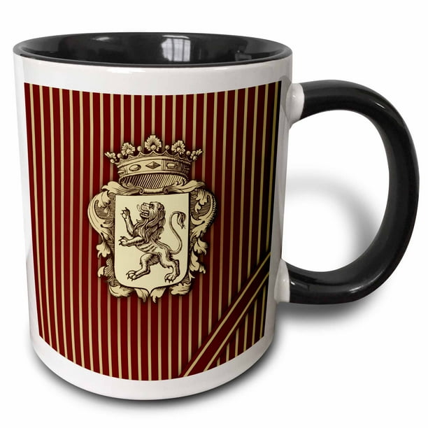 3drose Aristocratic Crest With Rampant Lion Over Maroon Vertical Stripe Two Tone Black Mug 15 Ounce Walmart Com Walmart Com