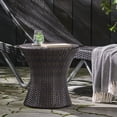 thumbnail image 2 of Barrel Side Table, Hourglass Water Hyacinth Wicker Table, Outdoor Wicker Accent Table, Handwoven Water Hyacinth Barrel Wicker Side Table for Outdoor Indoor Decor, 2 of 9
