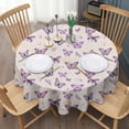 thumbnail image 3 of Beige Butterfly Pattern Round Tablecloth 60"x60",Wrinkle Wipeable Table Cloth for Kitchen Dining Room Picnic Patio Party, 3 of 6