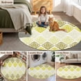 thumbnail image 6 of Vintage Floral Round Living Room Rugs 6 ft, Yellow Flower Pattern Country Gradient Washable Area Rug with Non-Slip Sturdy Edge Binding Round Carpet for Kitchen Office Bedroom, 6 of 9