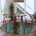 thumbnail image 3 of Teal Wood Grain 8FT Round Area Rugs for Living Room Farmhouse Board Retro Vintage Strip Ultra-Thin Non-Slip Round Rugs Machine Washable Low Pile Circle Carpet for Bedroom Kitchen Nursery, 3 of 9