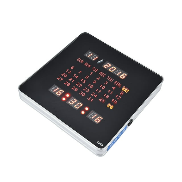 Calendario De Pared Digital, Reloj De Pared Digital LED Luminoso, Memoria De Apagado, Plástico Elegante Para Oficina