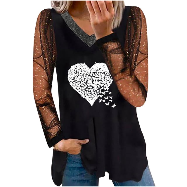 Blusa informal de manga larga con cuello en V para mujer Pompotops gfhjh22086