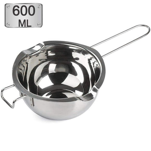 Olla para baño maría de acero inoxidable de 600 ml para derretir chocolate, dulces y hacer velas (acero 18/8, inserto universal)
