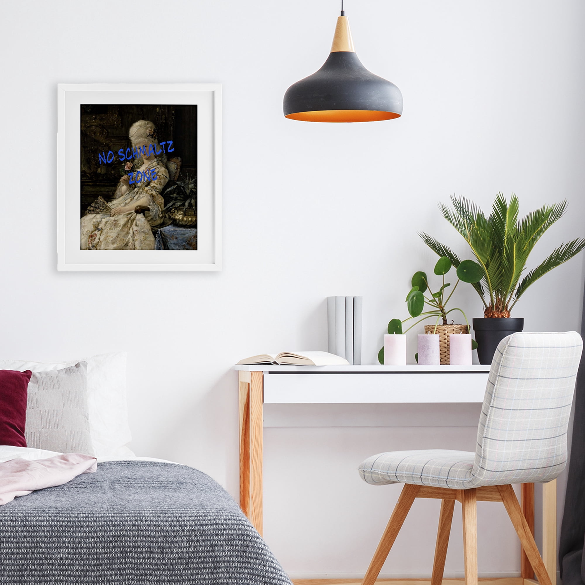 Stupell Industries Iconic No Schmaltz Zone White Framed Print Under Glass, design by Grotto Studios