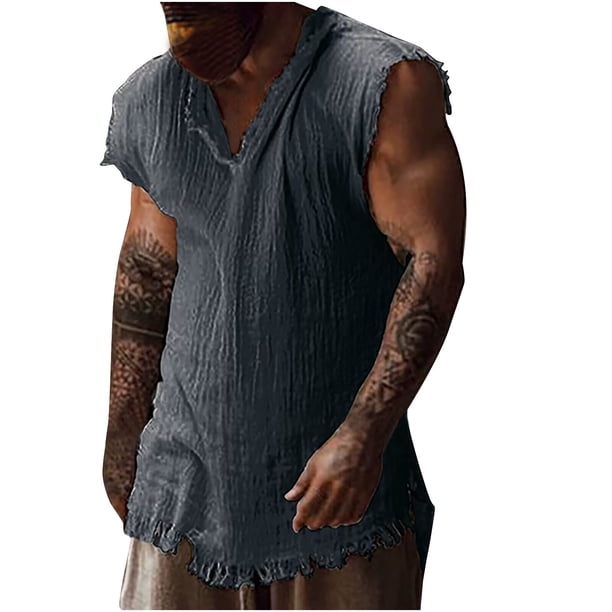 Camisa de Cuello en V Suelta Tridimensional de los Hombres, Top Transpirable Y Ligero