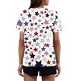 thumbnail image 4 of Iaqnaocc 4th Of July Shirts for Women Short Sleeve Button V Neck Independence Day American Flag Stars Tops Vintage Summer Freedom T Shirts for Women Light Blue XL, 4 of 4