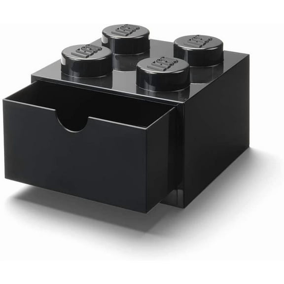 LEGO Desk Drawer 4 Knobs Stackable Storage Box | Black