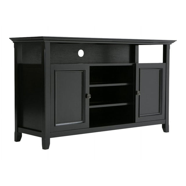 SIMPLIHOME Amherst SOLID WOOD Universal TV Media Stand, 54 inch Wide , Transitional, Living Room Entertainment Center, Storage Cabinet and Shelves, for Flat Screen TVs up to 60 inches in Black