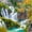 Autumn Plitvice Waterfalls, variant on Elephant Stock Erawan Waterfalls Wall Art - Horizontal Canvas Wall Art - Living Room Wall Decor - Nature Canvas - Red And Brown Decor - 12" x 8"