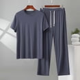 thumbnail image 2 of mihongmao Summer Sweat Suits for Mens 2 Piece Y2k Outfits Men's Fashion Short Sleeve Round-Neck Casual Regular Solid Comfy Set Gray 2X, 2 of 5