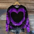 thumbnail image 2 of Jalioing Women's Sweatshirt for Valentine's Day Drop Shoulder Pullover Top Tie-Dye Print Fashion Tunics (X-Large, Purple), 2 of 6