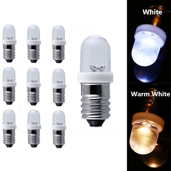 Yesfashion E10 Light Bulbs DC 6/12/24V LED Screw Base Indicator Bulb Mini Warning Signal Lamp