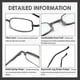 thumbnail image 5 of Paquete de 3 gafas de lectura de bolsillo delgadas para hombres y mujeres, con bloqueo de luz azul, lentes de lectura compactas con bisagra de resorte, 350 dioptrías, 5 of 5