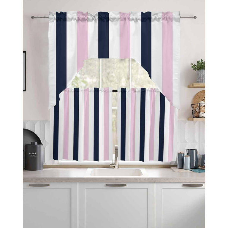 Lot De 2 Cantonnières Country Curtains - Rayures, Style Champêtre - 3 Sets Disponibles, Neufs