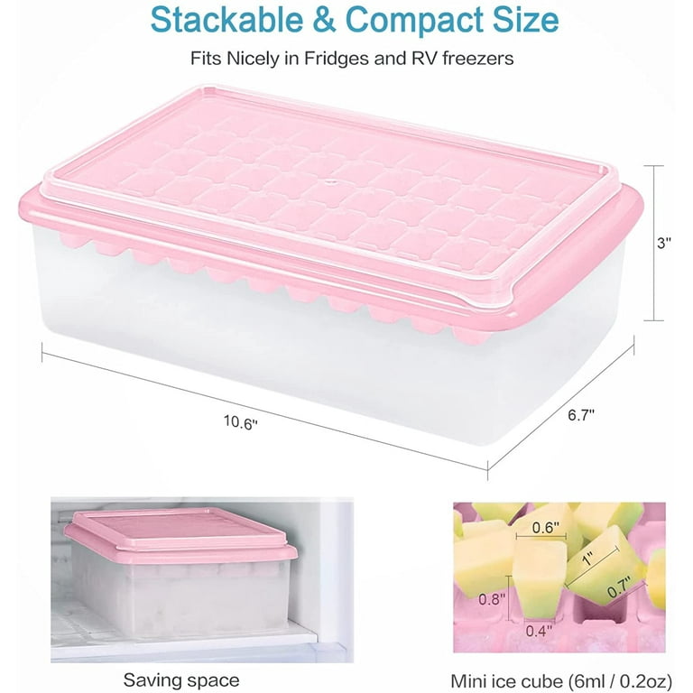 Ice Cube Tray with Lid and Storage Bin for Freezer, Easy-Release 55 Mini  Nugget Ice Tray with Spill-Resistant Cover, Container, Scoop, Flexible