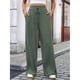 thumbnail image 4 of Pantalones de Pijama Holgados de Punto Suave con Bolsillos y Pernera Acanalada para Mujer con Cordón Ajustable. Verde XXL, 4 of 10