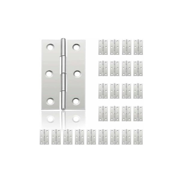 24 bisagras pequeñas para puertas, bisagras de acero inoxidable, bisagras para puertas de armario, bisagras de piano, joyeros, muebles para el hogar, herrajes para armarios (44 mm 32 mm) JAMW Sencillez