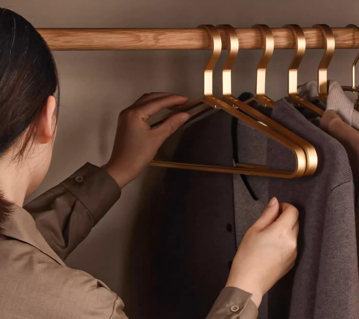 Premium Matte Gold Aluminum Coat Hanger,  Smooth Durable Metal Shirt & Dress Hangers, Clothing Support Hanger