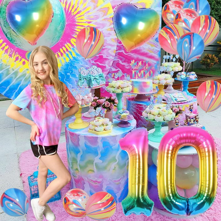 Tie Dye 10th Birthday Decorations for Girl, Double Digits 10th Birthday  Party Decorations with Happy Birthday Out Single Digits I’M 10 Banner, Tie  Dye