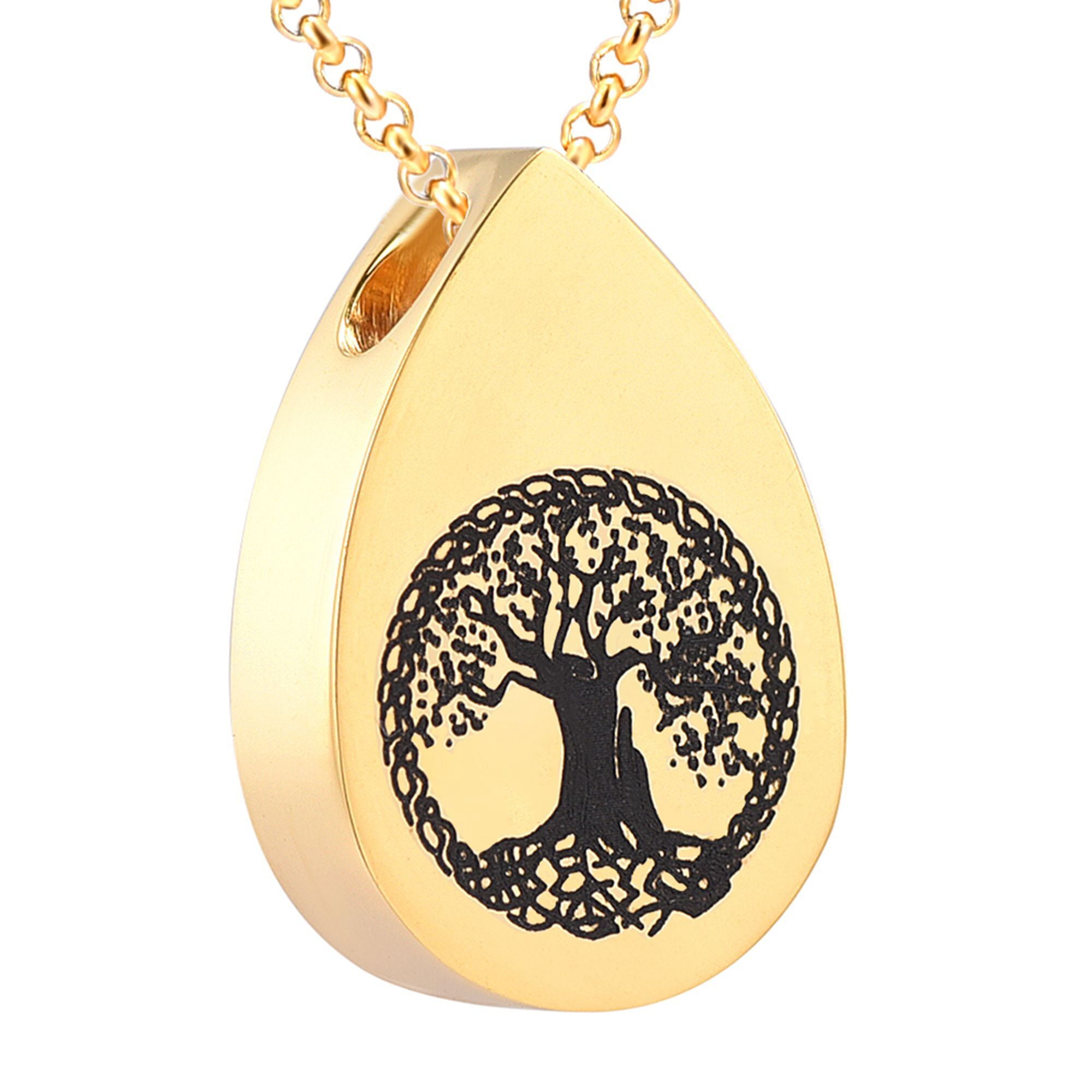 Teardrop Urn Necklaces for Ashes Tree of Life Memorial Ashes Lockets