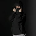 thumbnail image 2 of UTSJKR Unisex Balaclava Hoodie with Built-In Eye Mask, Double Hooded Hoodies, Full Zip Hooded Sweatshirt for Cold Weather Black L, 2 of 9