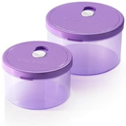 Casa Origin Microwavable Food Containers with Lid, 2 Pieces - Round (Purple)