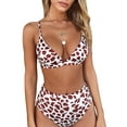 thumbnail image 2 of Rdhnmea Women 2 Piece Bikini Set Leopard Print Swimsuit Crocodile Stone Pattern Swimwear Deep V Neck Bathing Suit High Waist Bikinis Bathing Suit, 2 of 9