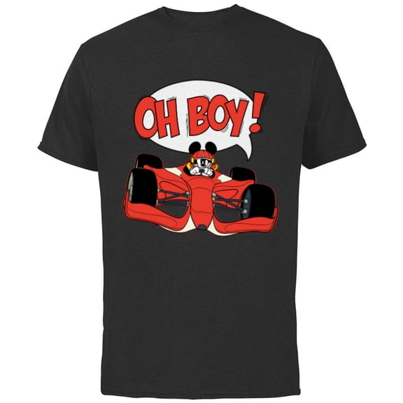 Disney Mickey Mouse Racing Team "Oh Boy!" Race Car Driver - Short Sleeve Cotton T-Shirt for Adults - Customized-Black