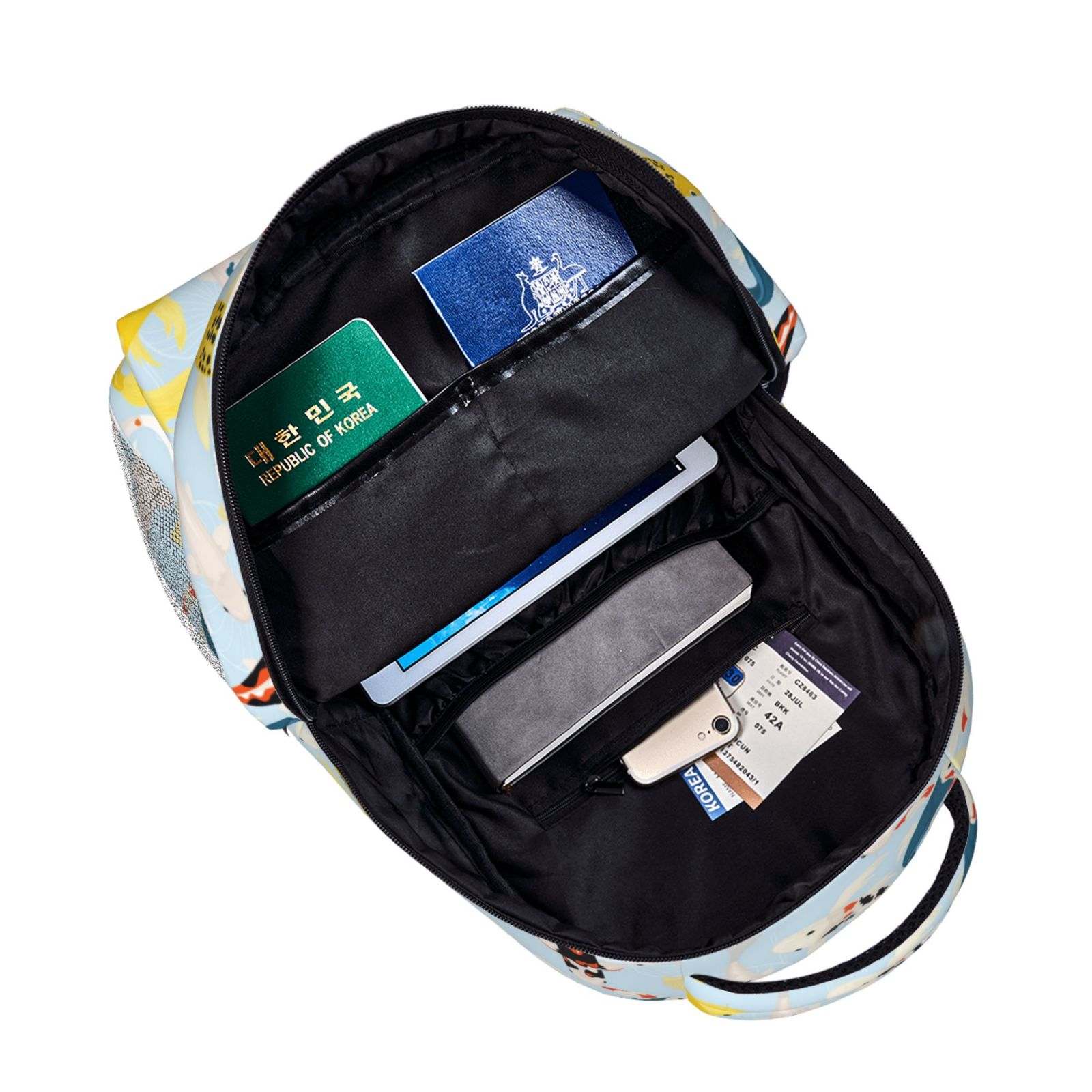 Rateoe Japanese Carps Pattern Durable Student Backpack Laptop Bag- Ergonomic Design, Waterproof Twill Fabric - Ideal for School, Travel, and Outdoor Activities