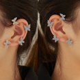 thumbnail image 4 of Dww-2 Piece Hoop Earrings Butterfly Cuff Earrings Butterfly Hoop Earrings Vintage Ear Clip Earrings Butterfly Ear Clips Earrings Non Pierced Ear Clips, 4 of 5