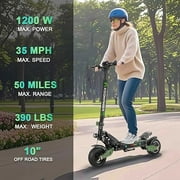 Electric Scooters Adults 1200w Motor up to 35MPH 45Miles Long Range , 10 Off Road Tires Commuting Escooter with Seat