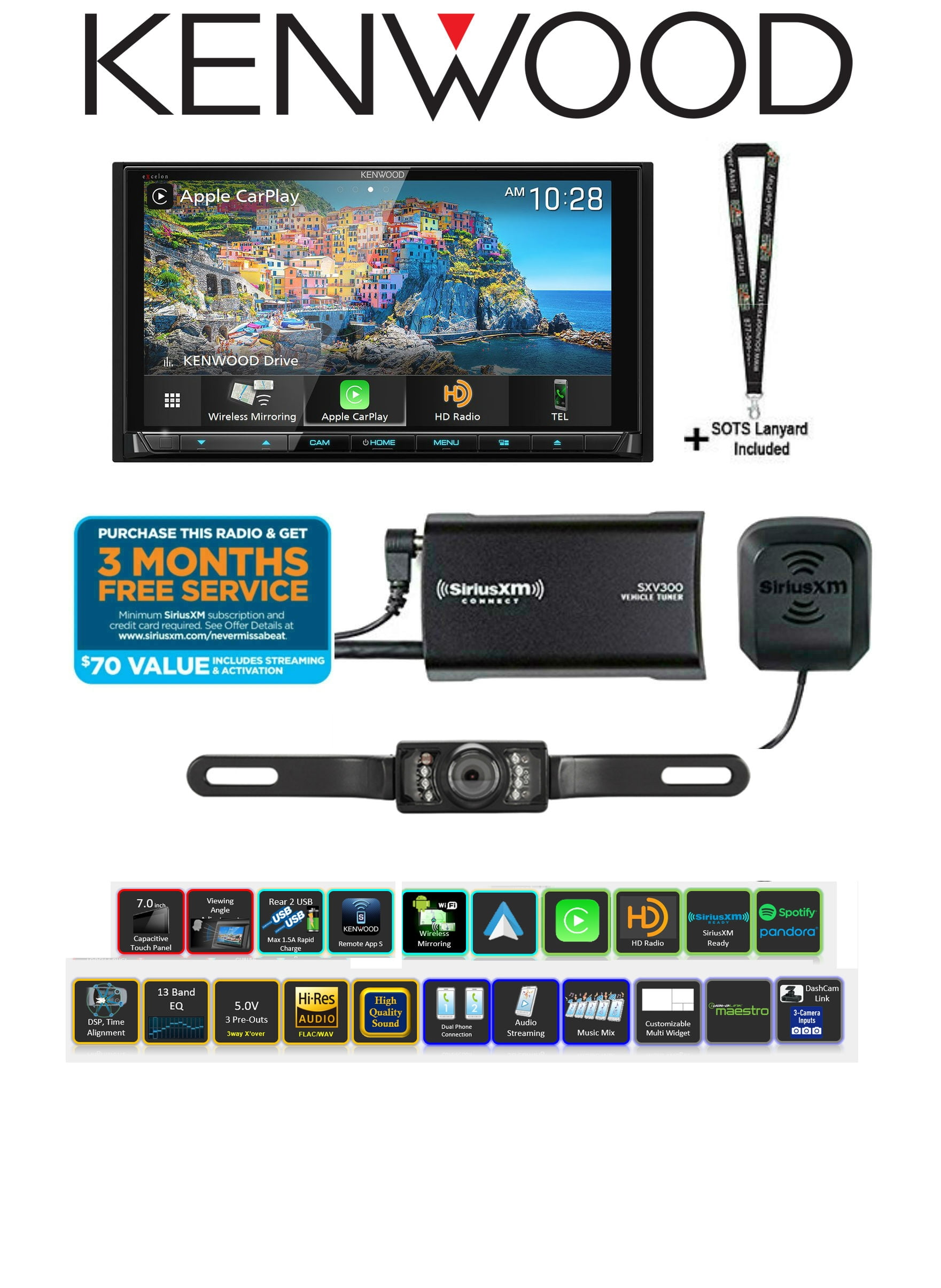 Kenwood Excelon DDX9906XR SiriusXM SXV300v1 & License Plate Style