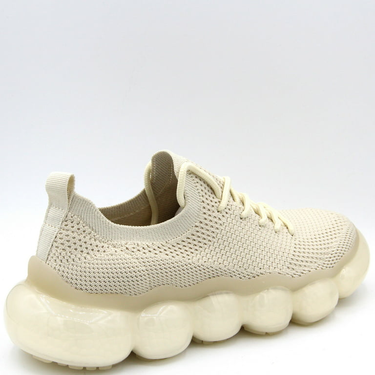 Rationel Diskant Montgomery Women Cute Knitted Stylish Bubble Sole Sneakers Light Weight Lace Up Shoes  Beige - Walmart.com