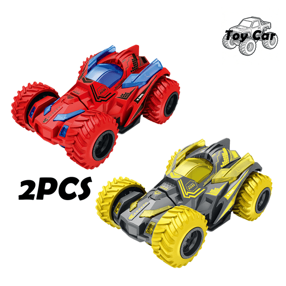 2 Pack 4WD RC Stunt Off Road Toy Car, Tumbling Rotating Mini Automobile, Kids Remote Control Play Vehicle, Random Color, Birthday Holiday Gift for Boys and Girls Ages 6 