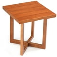 thumbnail image 3 of Zimtown 18in Square Outdoor Wood Side Table with Cross Legs for Patio Balcony Lawn Pool, Teak Finish, 3 of 12