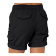 thumbnail image 3 of Womens Summer Shorts Relaxed Fit High Waist Casual 4 Pocketed Hiking Cargo Shorts Outdoor Outfits Cotton And Linen Casual High-Waisted Work Pants Black L, 3 of 9