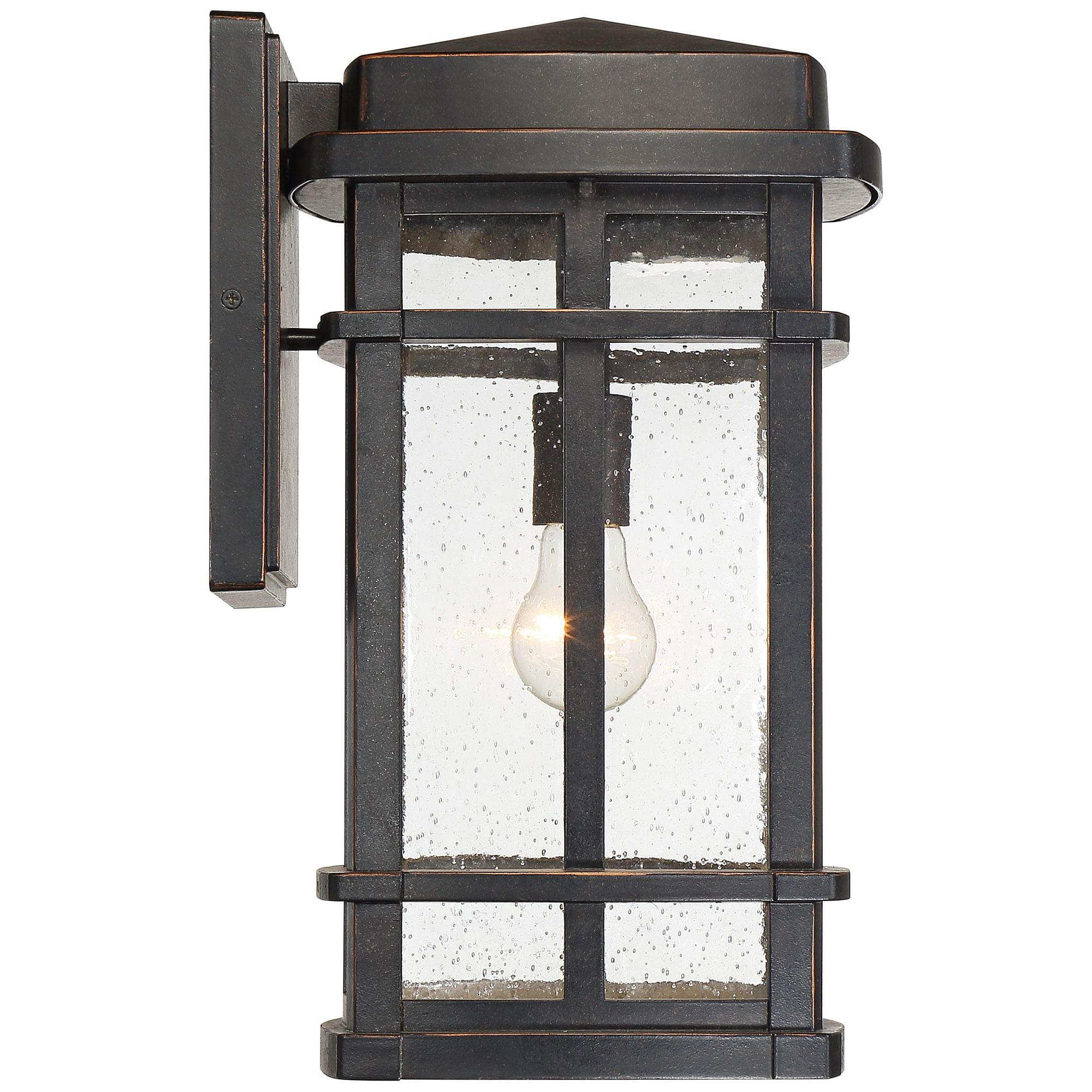 John Timberland Neri Mission Outdoor Wall Light Fixture Oil Rubbed Bronze 16" Clear Seedy Glass for Post Exterior Barn Deck House Porch Yard Patio
