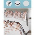 thumbnail image 4 of Quilts Twin-XL Size Bedding Set, Brown Eucalyptus Fall Lightweight Quilted Comforter, Botanical Weeping Leaves Pastoral Soft Reversible Bedspread Coverlet with Pillow Covers for All Season, 68" x 98", 4 of 7