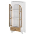 thumbnail image 5 of WIAWG Carved Storage Cabinet with 2 Glass Doors & Drawer, Pooja Mandir with 3-Tier Shelves, Decorative Cabinet Display Cabinets for Living Room White and Walnut,70.9”H, 5 of 12