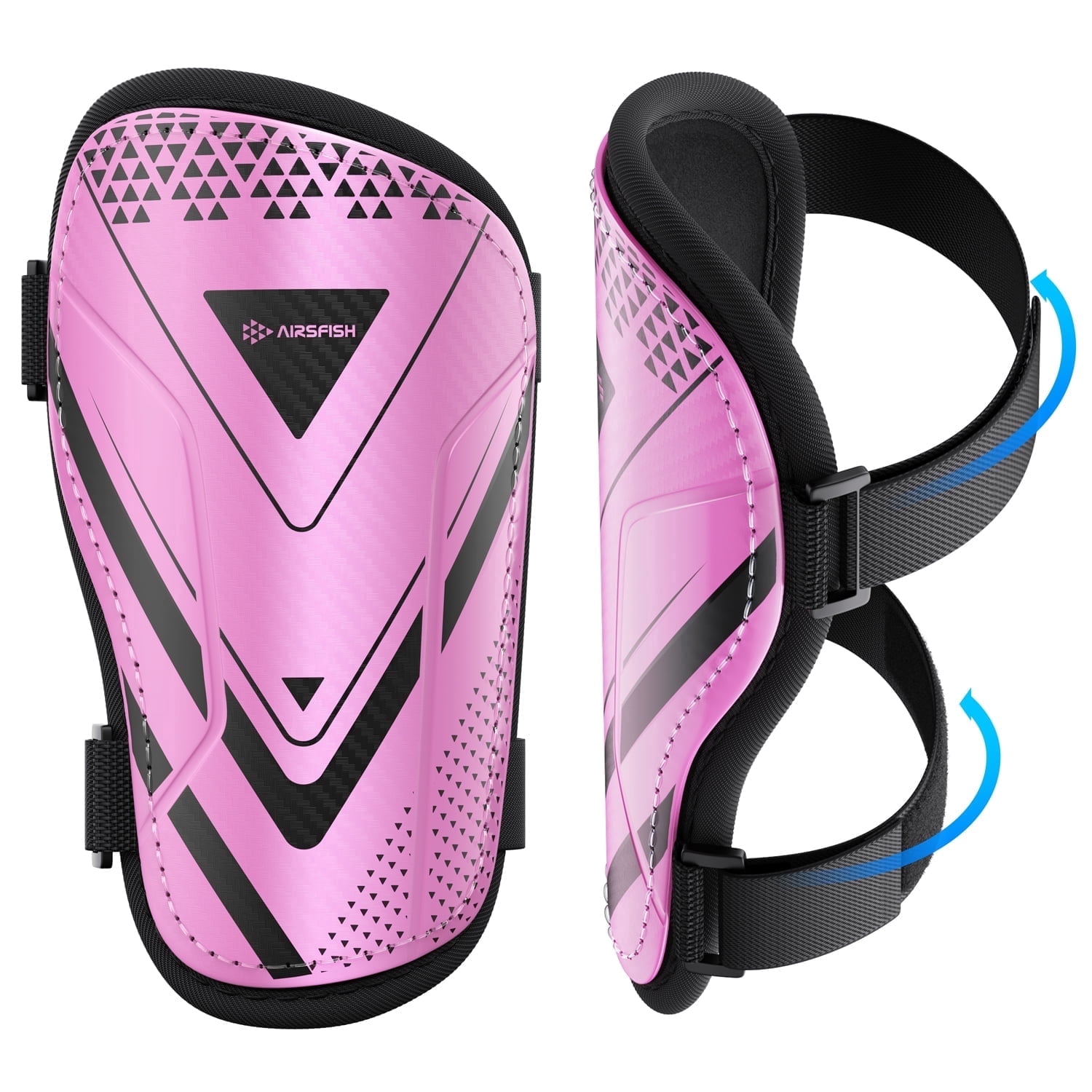 AirsFish CE Certified Soccer Shin Guards for Kids & Youth, High Impact Resistant Protective Gear for Boys Girls (Ages 2-18), Breathable Comfortable with Lengthened Straps, 1 Pair XS,4 Sizes Available