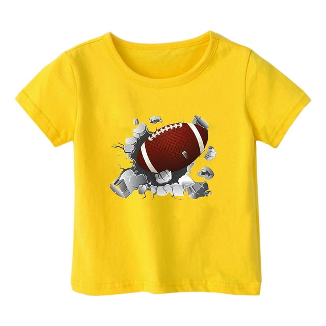 HVOBBTY T-shirt Décontracté à Manches Courtes pour Tout-Petits, T-shirt Décontracté Ample à Manches Courtes Col Rond Confortable pour Adultes Jaune, 5 Ans