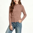 thumbnail image 2 of Acaics Girls' Long-Sleeve Layering T-Shirt: Solid-Color Modal Long-Sleeve Crew Neck Casual High-Neck Top, Ages 1–13, 2 of 7