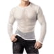thumbnail image 1 of pstuiky Camisas de manga larga de invierno para hombre, Camisa informal de manga larga con cuello redondo y diseño de red de pesca hueca para hombre, color liso top de hombre m, 1 of 6