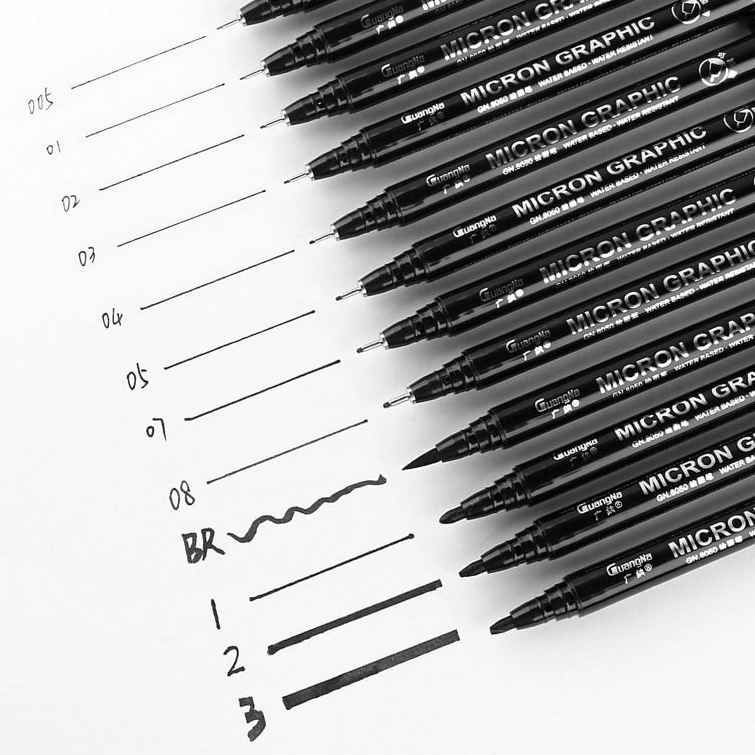 Professional drawing fine line pen set, color micron pen, black  high-quality fine line pen, used for comic drawing art signature creation.