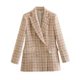 thumbnail image 1 of 2021 chaqueta de mujer otoño moda doble botonadura Tweed Check Blazer abrigo Vintage manga larga bolsillos mujer prendas de vestir exteriores Chic Tan Jianjun unisex, 1 of 2